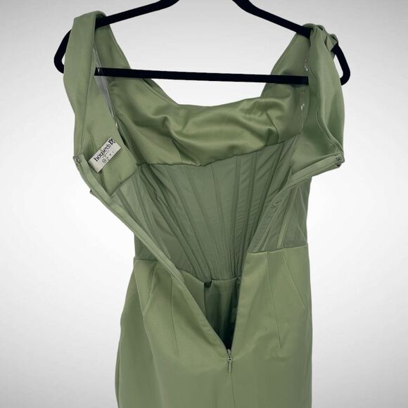House of CB‎ Lulu Drape Satin Boned Corset Pistachio Green Midi Dress Size XS - Picture 7 of 10